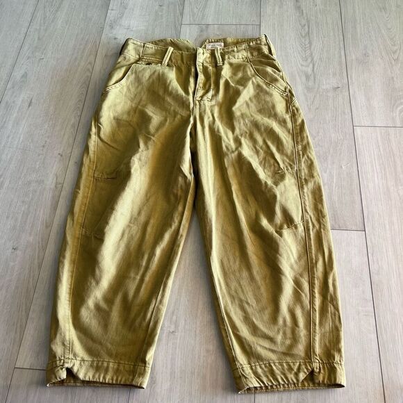 Pilcro and the Letterpress Pants Womens 28 Green Crop Button Fly - Picture 1 of 11